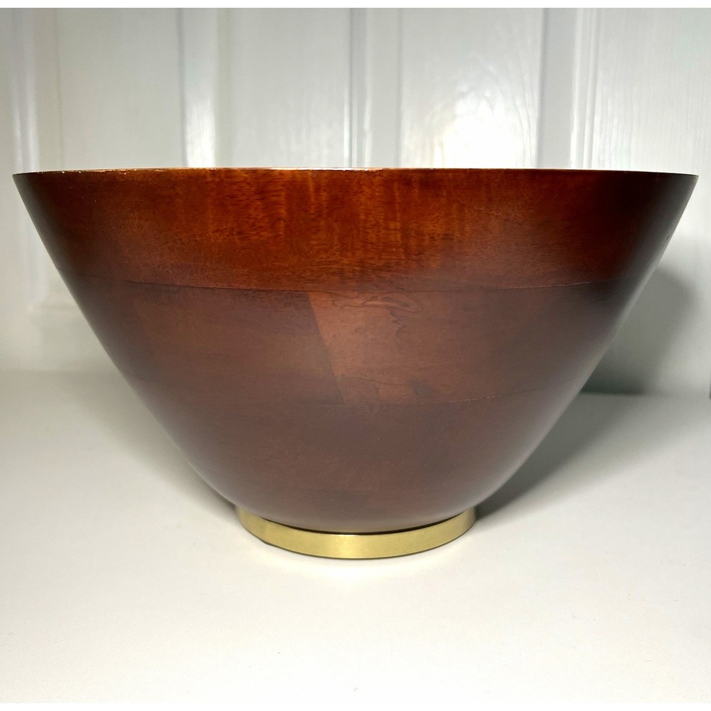 Thirstystone Old Hollywood Mango Wood Serving Bowl Gold Pedestal Large App 12"